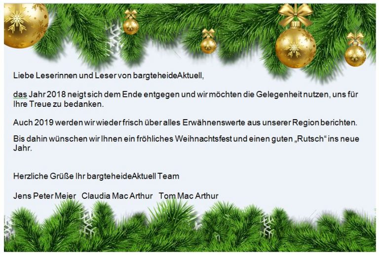 Fröhliche Weihnachten wünscht bargteheideAktuell